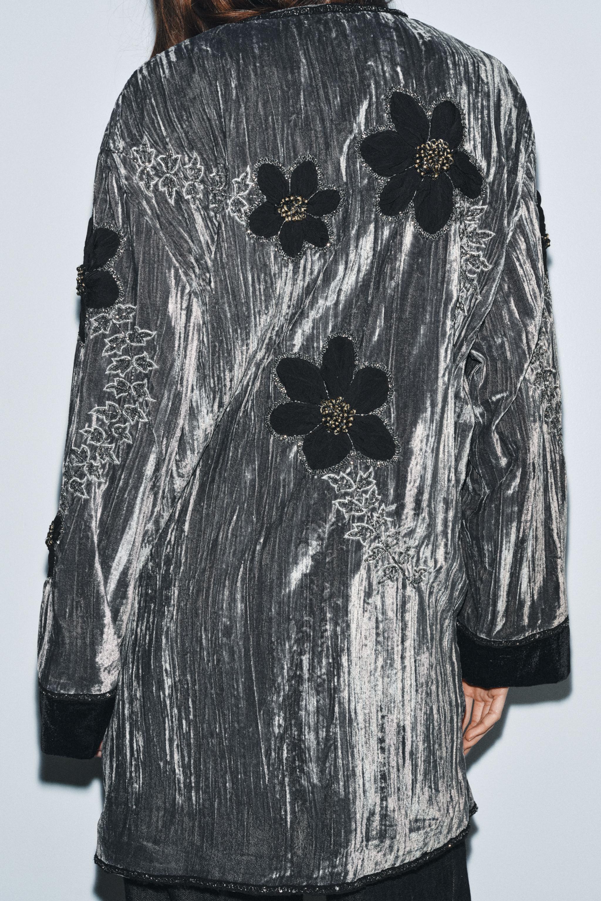 EMBROIDERED VELVET KIMONO ZW COLLECTION LIMITED EDITION